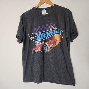 Hot Wheels Mens Large Mattel Gray Graphic Shirt Short Sleeve